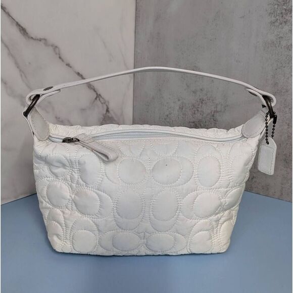 Coach Y2K Signature C Quilted White Mini Pouchette Shoulder Bag - Picture 3 of 7